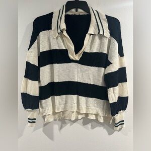 Striped Black and White Women's Sweater Size XL